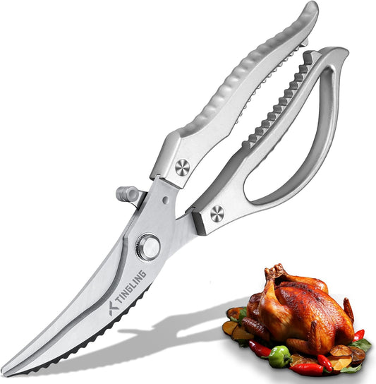 Kitchen Scissors for Food All Purpose: Heavy Duty Poultry Shears for Chicken Bone and Meat, Stainless Steel Cooking Scissors