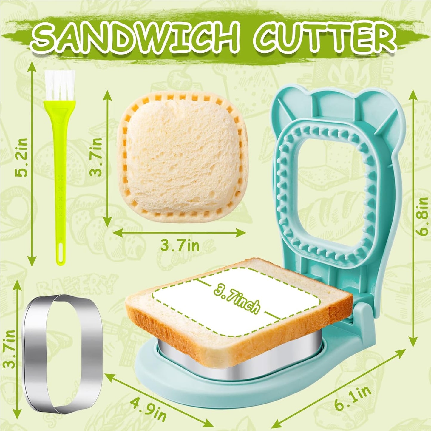 Nifogo Uncrustable Sandwich Cutter Maker, Large Sandwich Cutter and Sealer for Kids Children Boys Girls Lunch Breakfast