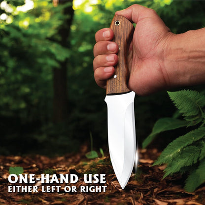 Fixed Blade Hunting Forged Tracker Knife - 8 Inches Carbon Steel Razor Sharp Blade Full Tang Bushcraft Knives with Premium Leather Belt Sheath. Used For Hunting Outdoor Camping, Hiking, Skining Knife.