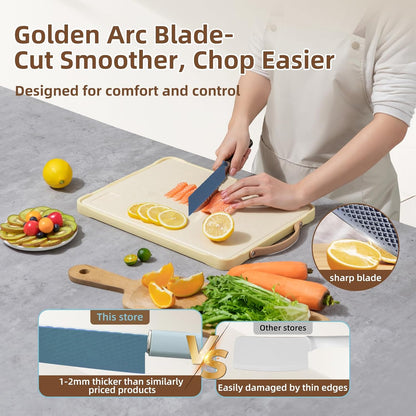Kitchen Knife Set with Block, 7-Piece Kitchen Knife Set for Chef with Universal Knife Block, Anti-Rust Kitchen Knife Block Set, Ergonomic Design