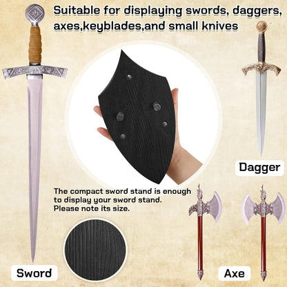 Queekay Wooden Sword Wall Mount Plaque Hanger for Katana Sword Display Stand Decorative Wall Decor for Display Plaque with Hardware(Black,Stylish)