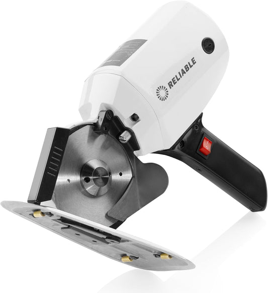 Reliable 1500FR Octagonal Knife Cloth Cutting Machine, 4-Inch High Power Light Weight Fabric Cutter, 1" cutting capacity, High-power Electric Motor, Knife Guard, Automatic Sharpener, Thin Base Plate