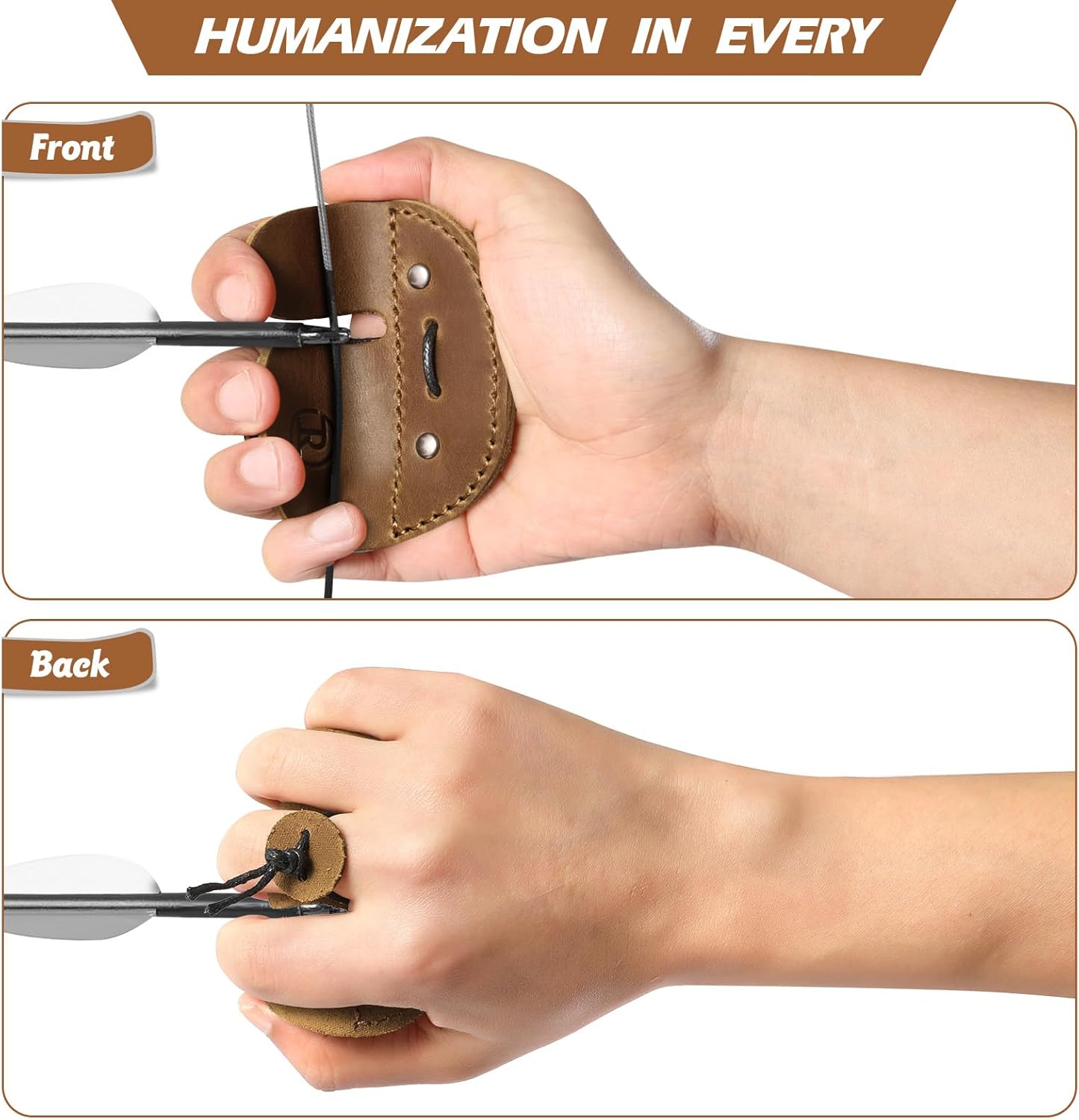 Ringsun Leather Archery Finger Tabs,Handmade Archery Finger Guard for Shooting Practice Gear, Recurve Bow Fingers Tab