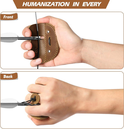 Ringsun Leather Archery Finger Tabs,Handmade Archery Finger Guard for Shooting Practice Gear, Recurve Bow Fingers Tab