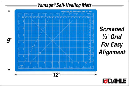 Dahle Vantage 10680 See-Through Premium Self-Healing Cutting Mat, 9"x12", 1/2" Grid, 5 Layers for Max Healing, Perfect for Crafts & Sewing, Clear