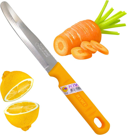 Round Tip Knife, Blunt Knife, Rounded Tip Knives for Cutting Fruit and Vegetable, Smooth Sharp Blade, Safety Knifes (Yellow)