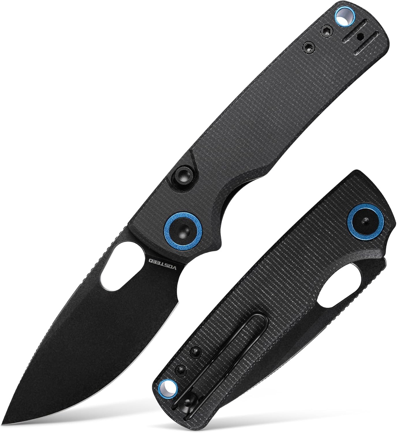 Vosteed EDC Knife, 2.99" 14C28N Steel Wider Blade, Green Micarta Handle Top Liner Lock, Folding Pocket Knives with Clip for Men & Women, Survival Camping - Porcupine A2603