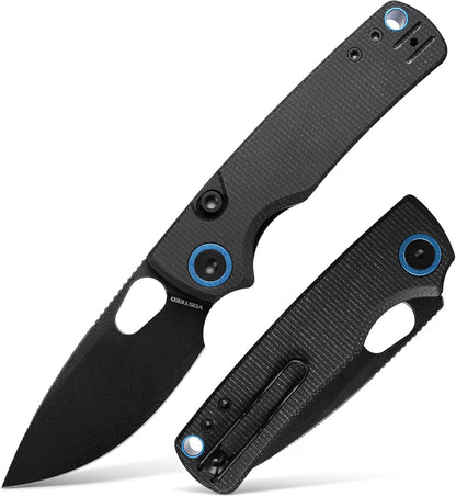 Vosteed EDC Knife, 2.99" 14C28N Steel Wider Blade, Green Micarta Handle Top Liner Lock, Folding Pocket Knives with Clip for Men & Women, Survival Camping - Porcupine A2603