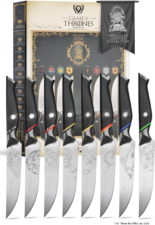 Dalstrong 8 inch Chef Knife- Game of Thrones™ Knife - House Lannister™ Edition - German Premium Steel Full Tang - Professional G10 Handle - Collection Item Toughbuilt Utility Knife- Leather Sheath