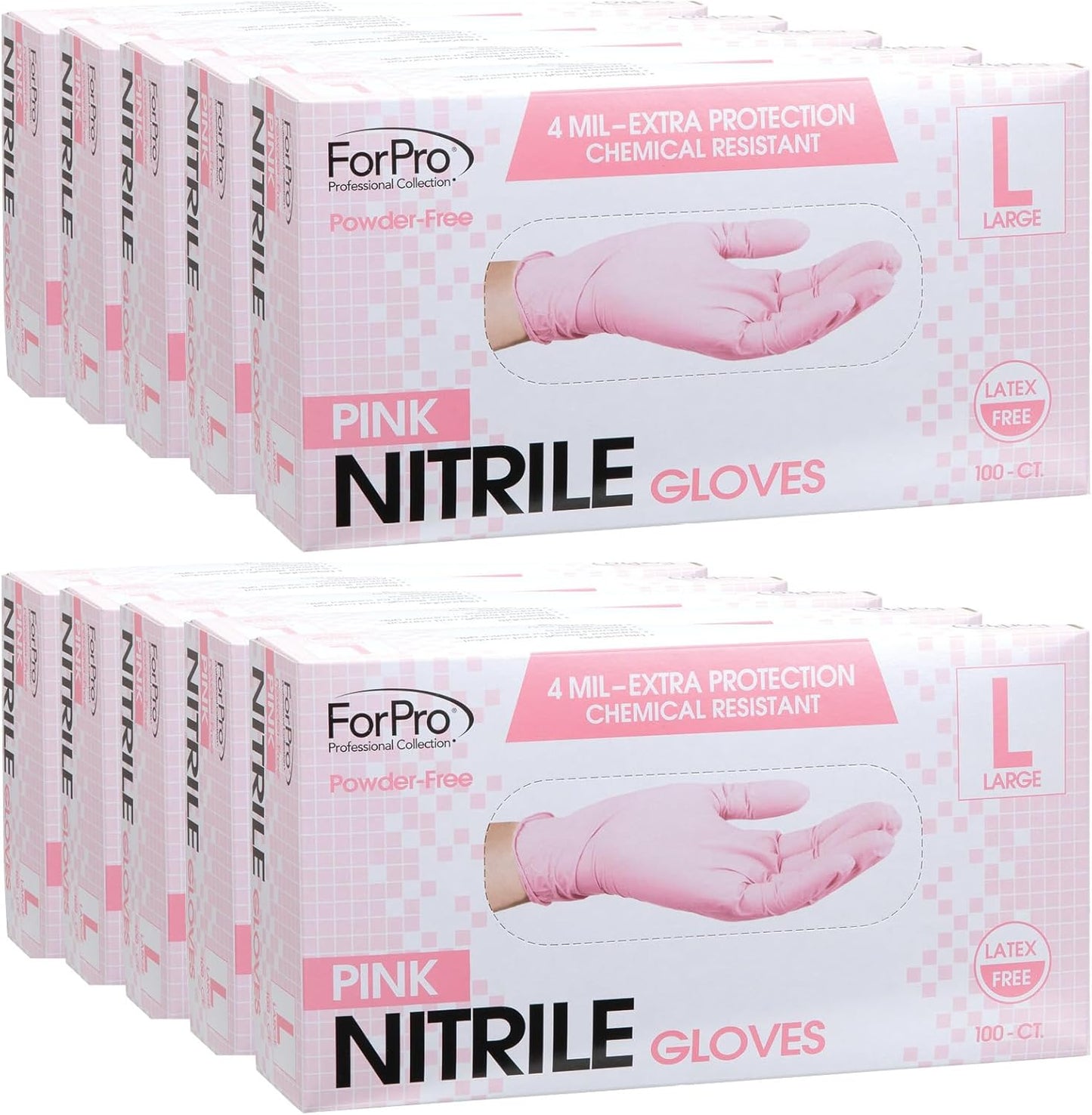 ForPro Disposable Nitrile Gloves, Chemical Resistant, Powder-Free, Latex-Free, Non-Sterile, Food Safe, 4 Mil
