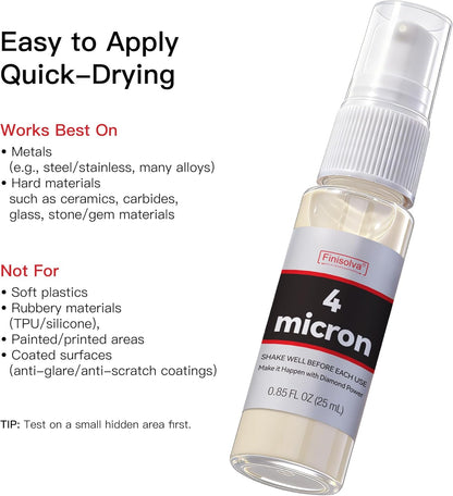 1 Micron Diamond Emulsion, 0.85 FL OZ 25 ML Diamond Stropping Compound for Leather Strops, Wool Pads & Polishing Cloths, Suspension for Knives, Tools, Metal, Glass, Ceramic & Stone