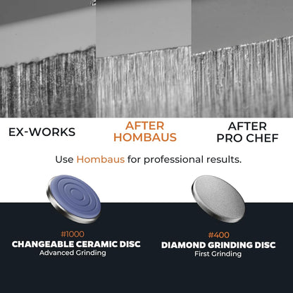 Knife Sharpener Kit - Premium Sharpness Set With #400 fine #1000 Diamond Discs Ceramic Discs and Leather Strop is suitable for HORL