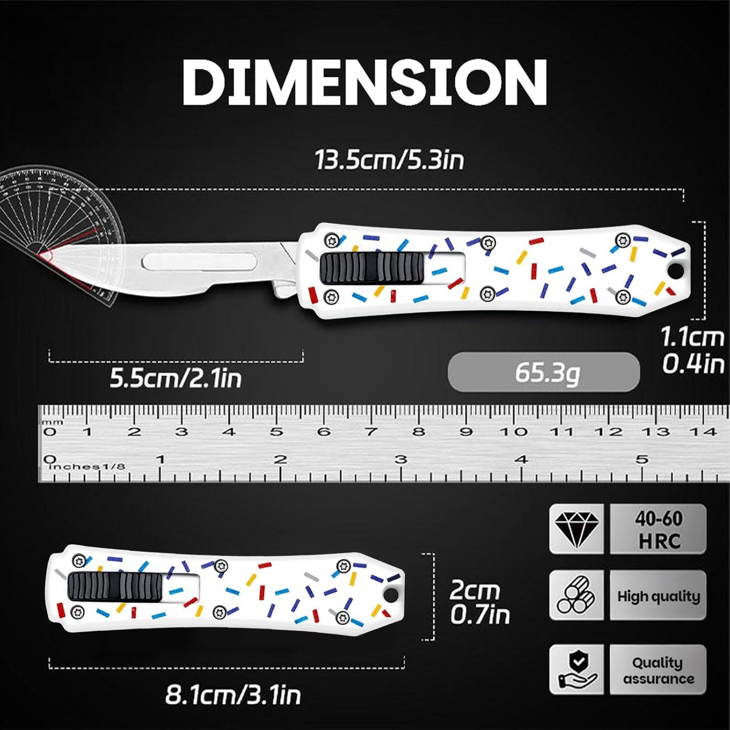 Automatic Utility Knife,All Metal Construction Carbon Stainless Steel Blade,Box Cutter Quick Change Retractable,EDC Push Button with Clip,10PCS #23 Blades Replacement,Stars&Stripes
