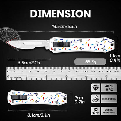 Automatic Utility Knife,All Metal Construction Carbon Stainless Steel Blade,Box Cutter Quick Change Retractable,EDC Push Button with Clip,10PCS #23 Blades Replacement,Stars&Stripes