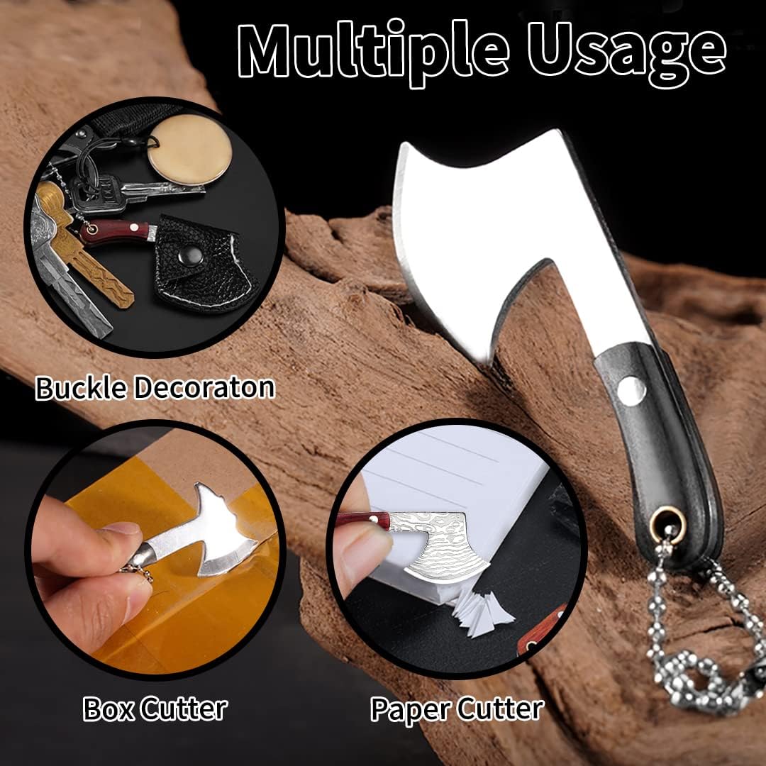 Damascus Pocket Knife Set Mini Chef Tiny Cleaver for Package Opener Box Cutter - of 4