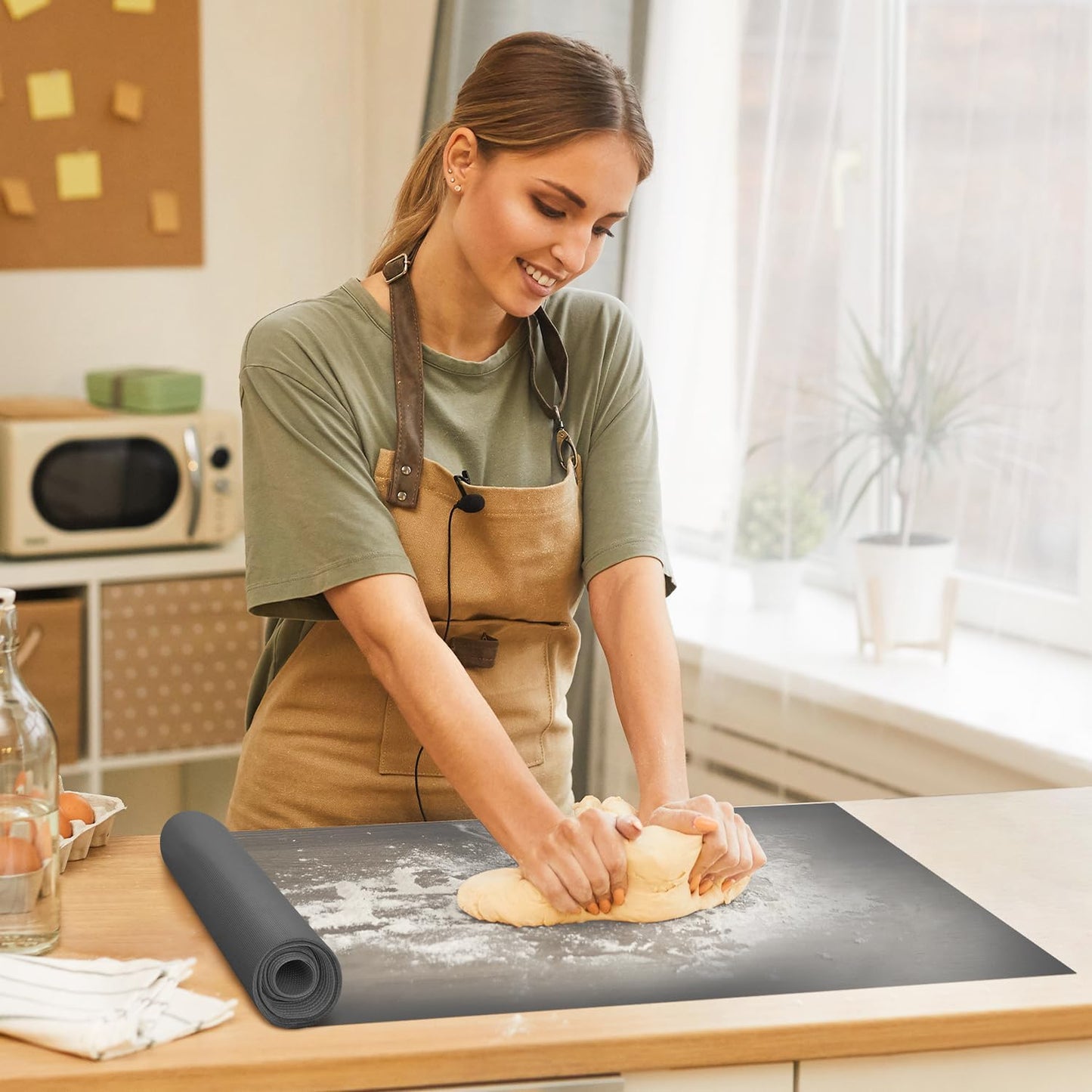 Silicone Baking Mat Roll -Cut to Size Silicone Mat - Non-Stick Pastry Mat for Dough Rolling, Non-slip Silicone Mat for Kitchen Counter, Reusable Air Fryer Linner, Oven Liner, Freeze Dryer Mat
