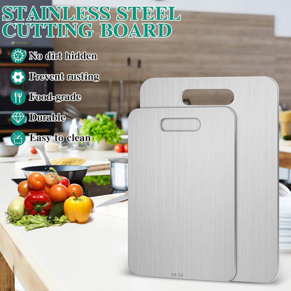 Yaocom 3 Pcs Stainless Steel Cutting Board for Kitchen 304 Steel Chopping Dishwasher Safe Metal Cutting Board Set for Kitchen Meat Fruit Vegetable (13.4"x9",11.8"x7.9",9.5"x6")