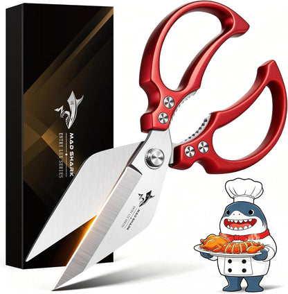 MAD SHARK Heavy Duty Kitchen Shears, Dishwasher Safe All Purpose Kitchen Scissors, Premium Sharp Poultry Shears for Turkey, Meat, Seafood, Vegetables, Stainless Steel Blades, Gifts for Men Women