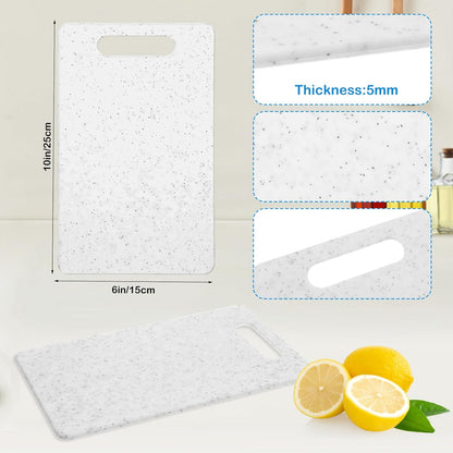 6 Pcs Small Cutting Board for Kitchen Mini Plastic Cutting Board Set Bar Dishwasher Safe Granite Color Food for Camping Food Fruits Prep Vegetables Easy Grip