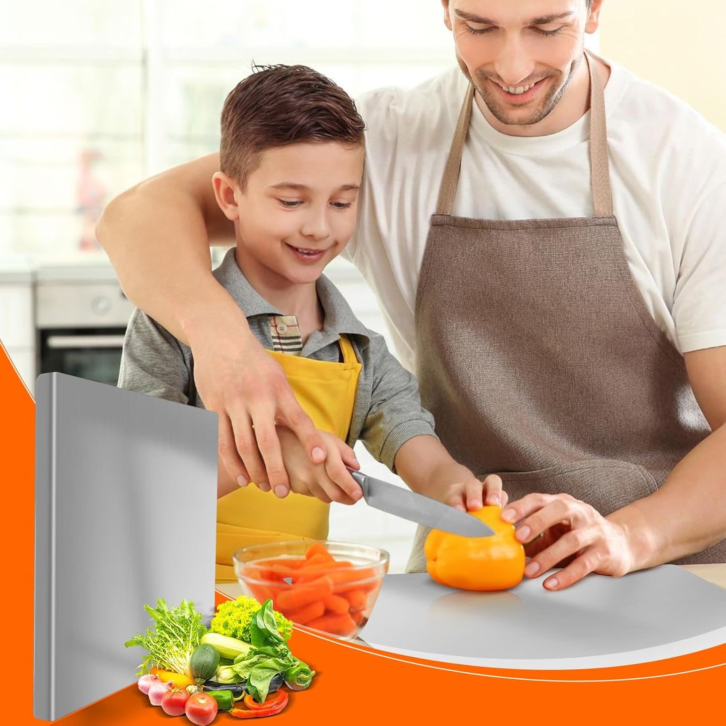 Large Stainless Steel Cutting Board with Lip, Yoposeo Heavy Duty Baking Cutting Chopping Boards for Kitchen, Meat, Fruits, Vegetables, Bread and Baking (19.7" X 15.7"/ 50 X 40cm)