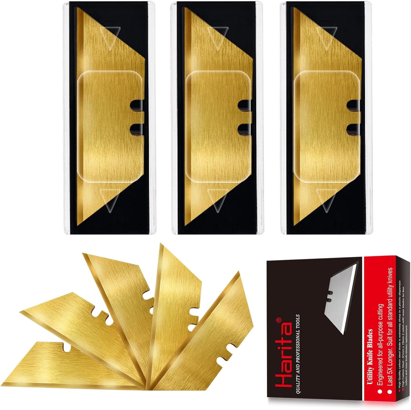 Utility Knife Blades, 30 Pack SK5 Steel Heavy Duty Box Cutter Replacement Blades with Plastic Case, Standard Size Razor Blades for Most Standard Utility Knives