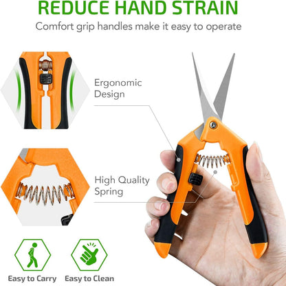 iPower 6.5 Inch Gardening Hand Pruner Pruning Shears Trimming Scissors with Straight Stainless Steel Blades for Bonsai, Herb, Bud, Hedge, 4-Pack, Yellow