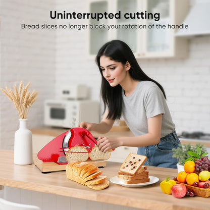 Upgrade Manual Bread Slicer for Homemade Sourdough - Adjustable Thickness & Evenly Slice, Bread Slicer with Scale Lines, Hand Crank, Suction Cups and Bread Guide for Sandwiches, Toast, Bagel, Baguette