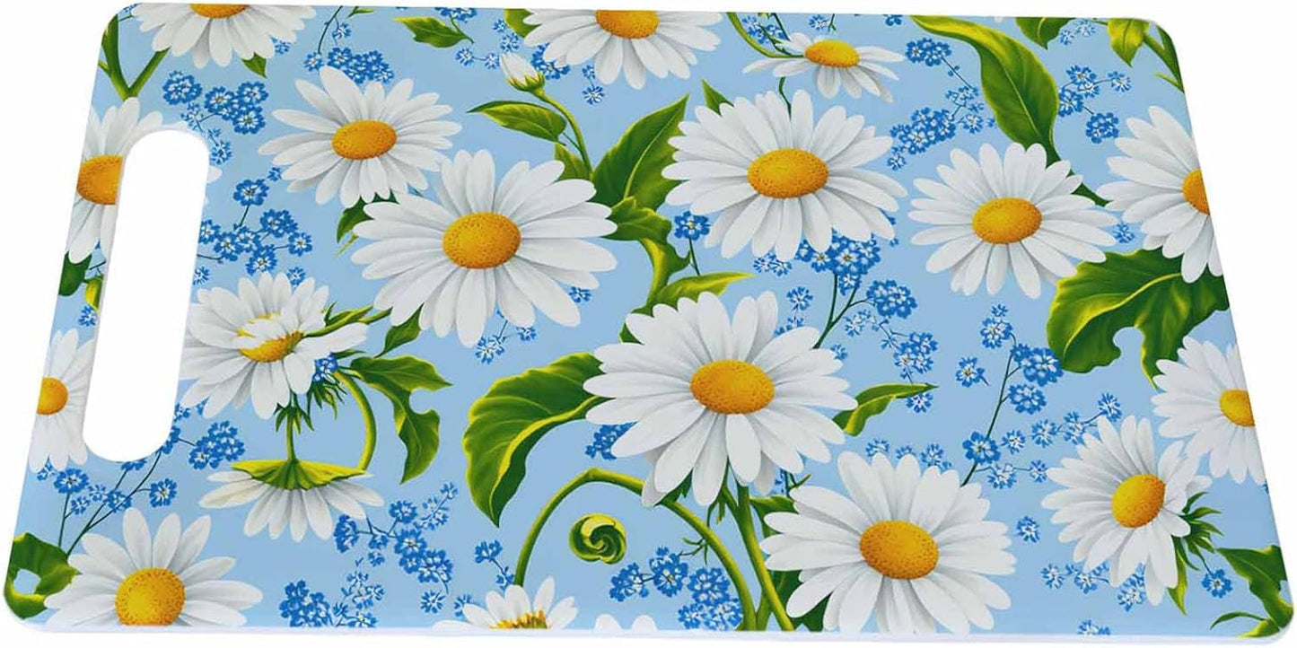 Coffee Set Cutting Board with Handles Coffee Maker Muffin Cup Flower Hot Drink Love Cutting Boards Plastic Safe Chopping Board for Kitchen 16" x 10" x 0.24"