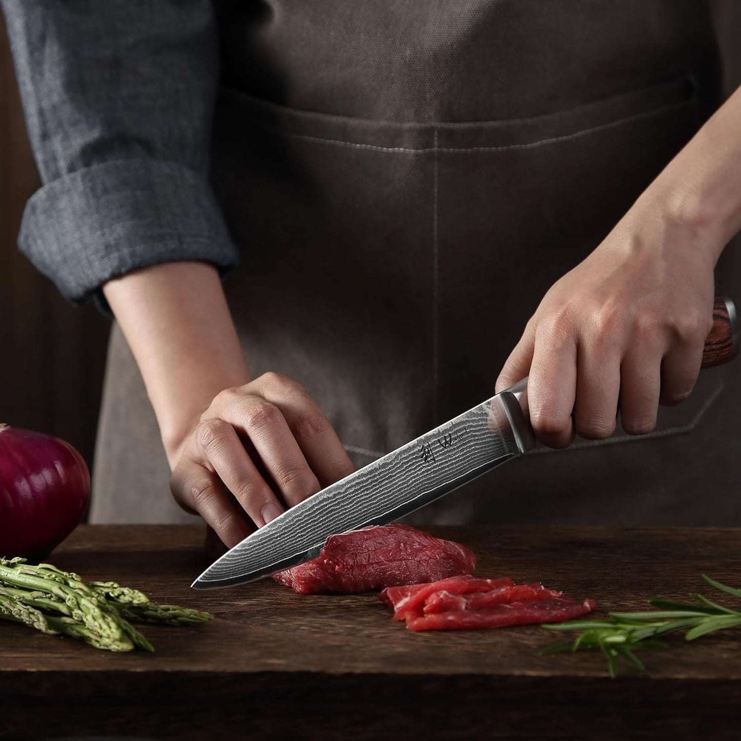 Wakoli Damascus Chef Knife Set with Magnetic Block – 5-Piece Professional Kitchen Knife Block Set, Genuine 67-Layer Damascus Steel Blades with VG10 Core & Ergonomic Sycamore Wood Handles