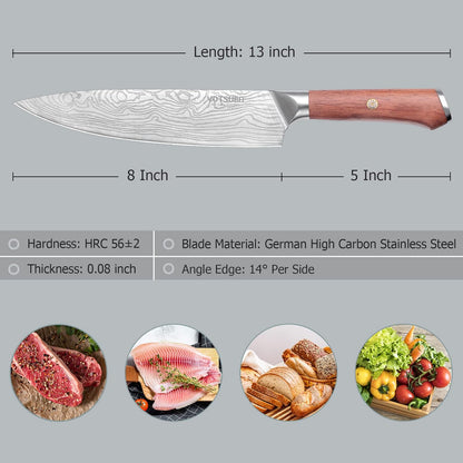YOTSUBA Carving Knife and Fork Set, Meat Cutting Knife, Razor-Sharp German Stainless Steel Knives Fork Set with Ergonomic Wood Handle, Slicing Knives for Meats, BBQ & Vegetables