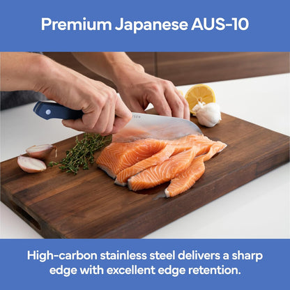 Misen 7.5" Santoku Knife - High Carbon Stainless Steel - Classic Japanese Chef Knife Design for Cutting, Slicing, and Chopping - Razor Sharp Japanese Style Kitchen Knife - White