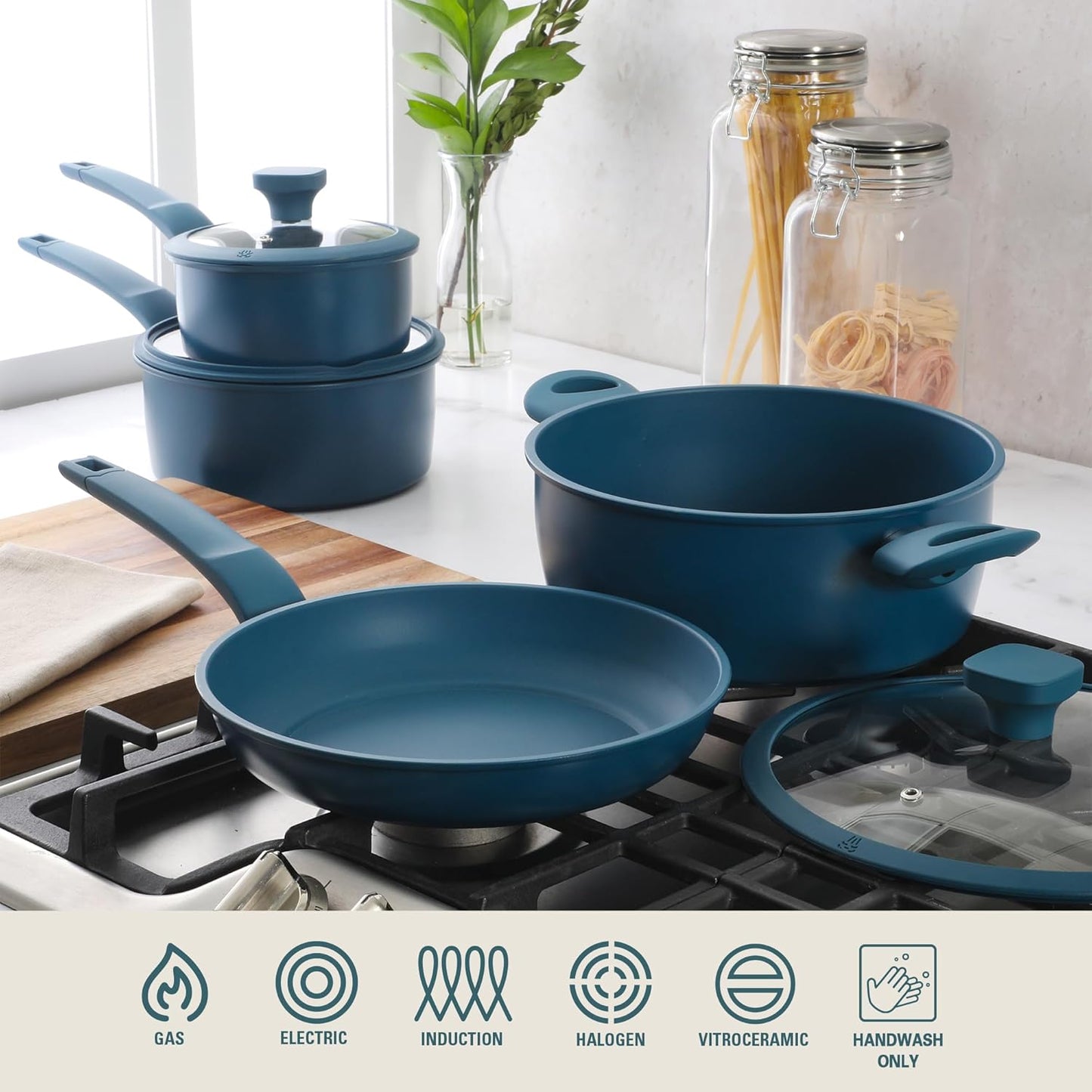 Gibson Home 74 Piece Kitchen in a Box Pots and Pans Cookware, Plates and Bowls Dinnerware, Cutlery Knife Block, Flatware Utensils, Tools & Gadgets, Storage, Glasses Set