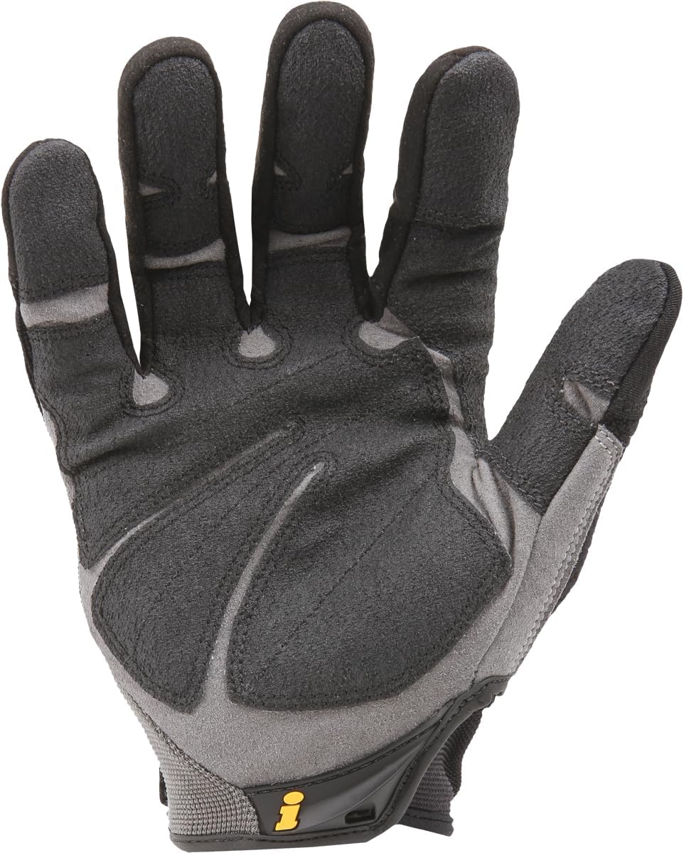 Ironclad Heavy Utility Work Gloves HUG, High Abrasion Resistance, Performance Fit, Durable, Machine Washable, (1 Pair), MEDIUM, Black & Grey