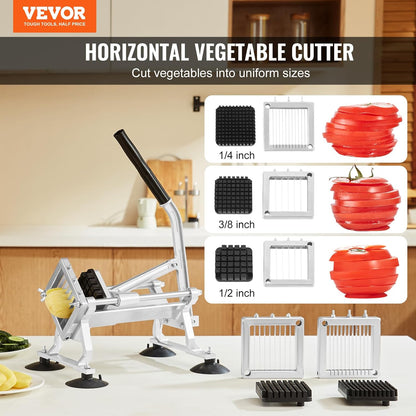 VEVOR Commercial Vegetable Slicer, 1/4 and 1/2 inch Tomato Slicer, Stainless Steel and Aluminum Alloy Vegetable Cutter Slicer, Manual Tomato Slicer with Non-slip Feet, for Tomatoes, Onions, Potatoes