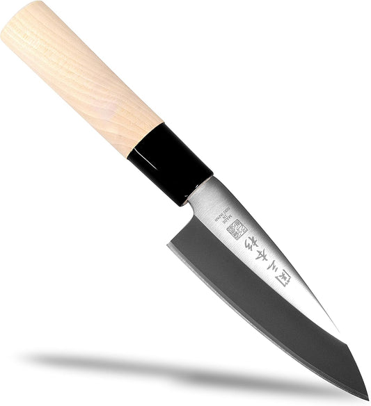 Seki Japan Japanese Seki SANBONSUGI Sushi Chef Knife, 420J2 Stainless Steel Sashimi Deba Knife, Wood Handle, 105 mm (4.1 in)