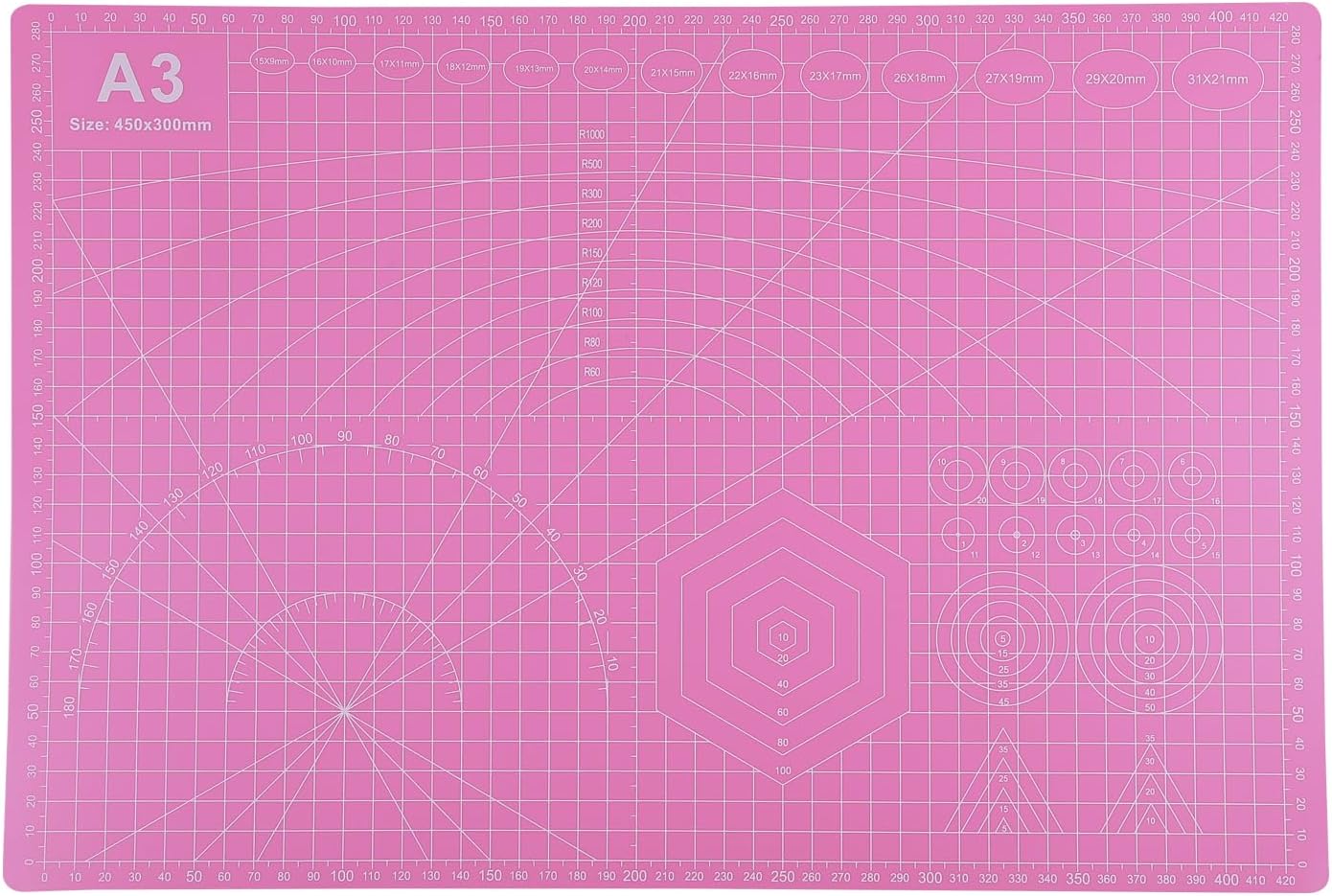 Cutting Mat A3 Pink, Self Healing Cutting Mat 12x18 Inch, 5-Ply Rotary Cutting Board Double-sided for Cutting Quilting Modeling Projects