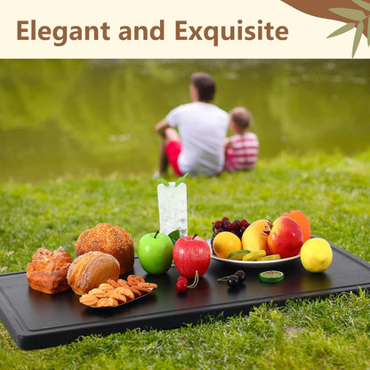 Teenyyou 32 x 18 Large Acacia Wood Cutting Boards for Kitchen Wooden Cutting Board with Juice Groove Extra Large Serving Platter Carving Tray for Meat Cheese(Black)
