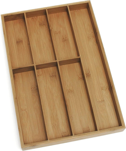 Lipper International 8876 Bamboo Wood Flatware Organizer, 5 Compartments, 10 1/2" x 14" x 2"