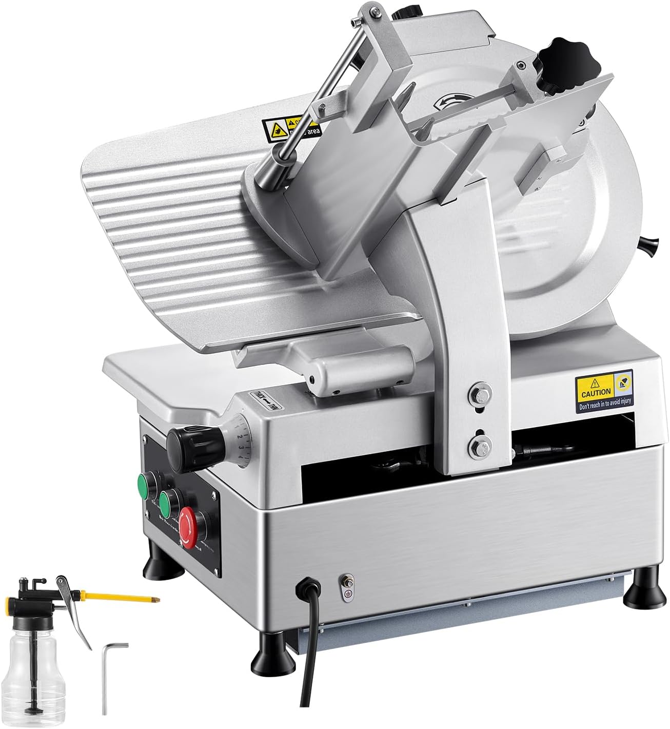 VEVOR Meat Slicer, 7.5 inch 200W Electric Deli Slicer Machine with SUS420 Blade, 0-0.6 inch Adjustable Thickness, ETL Certified Home Food-Slicer for Meat, Ham, Baguett, Steak