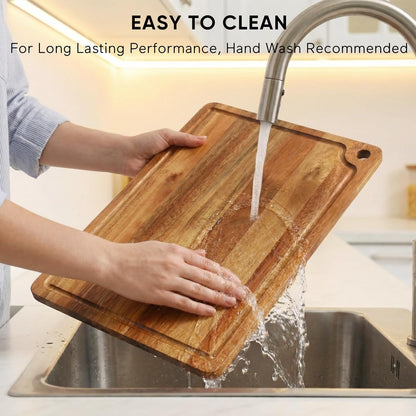Acacia Wood Small Cutting Board for Kitchen, 10x7 Inch Mini Chopping Bar Board with Juice Groove & Hanging Hole, Thickened Portable Cheese Board for Camping,BBQ, Dorm, RV and Small Spaces