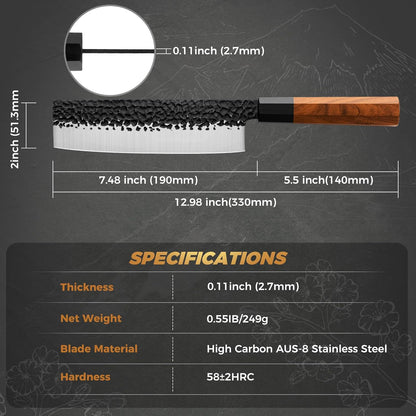RASSE Japanese Chef Knife Gyuto Chef Knife - 8 Inch Professional Hand Forged Kitchen Knife High Carbon Japanese AUS-8 Stainless Steel Knife with Rosewood Handle & Gift Box