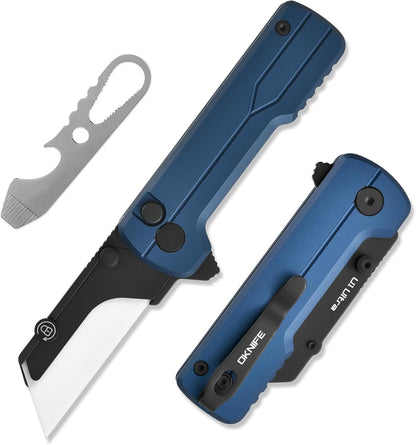 OKNIFE U1 Ultra Titanium Pocket Folding Utility Knife w/Ceramic Blade, Button Lock EDC Box Cutter with Clip for Men Women