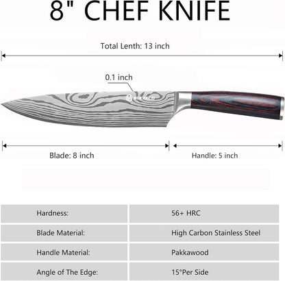 Utility Knife, 5 Inch Chef Knife, Ultra Sharp Kitchen Knife with High Carbon Stainless Steel Blade, Multipurpose Kitchen Knife with Ergonomic Pakkawood Handle and Gift Box