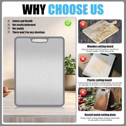 Titanium Cutting Board set of 3,Metal Cutting Boards for Kitchen,Stainless Steel Cutting Board, Chopping Boards for Kitchen and Camping,Silicone Edge for Non-Slip & Non-Cut 3Pcs(L+M+S)