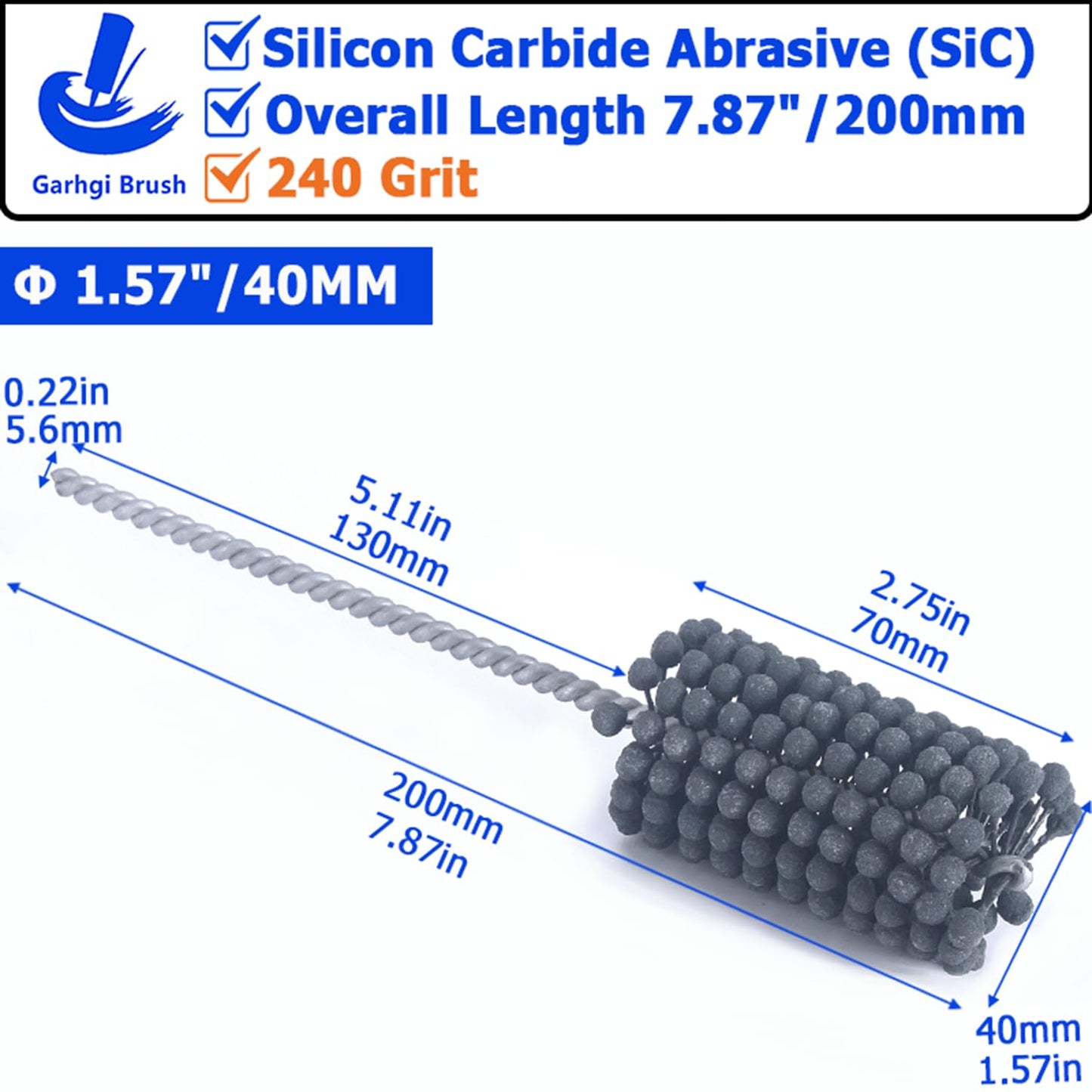 Garhgi 1-3/8" (35mm) Cylinder Honing Brush, 240 Grit Silicon Carbide Nylon Hone Tool, for Engine Cylinder Bore Deburring Finishing Deglazing Cleaning on Metals Steel Cast Iron