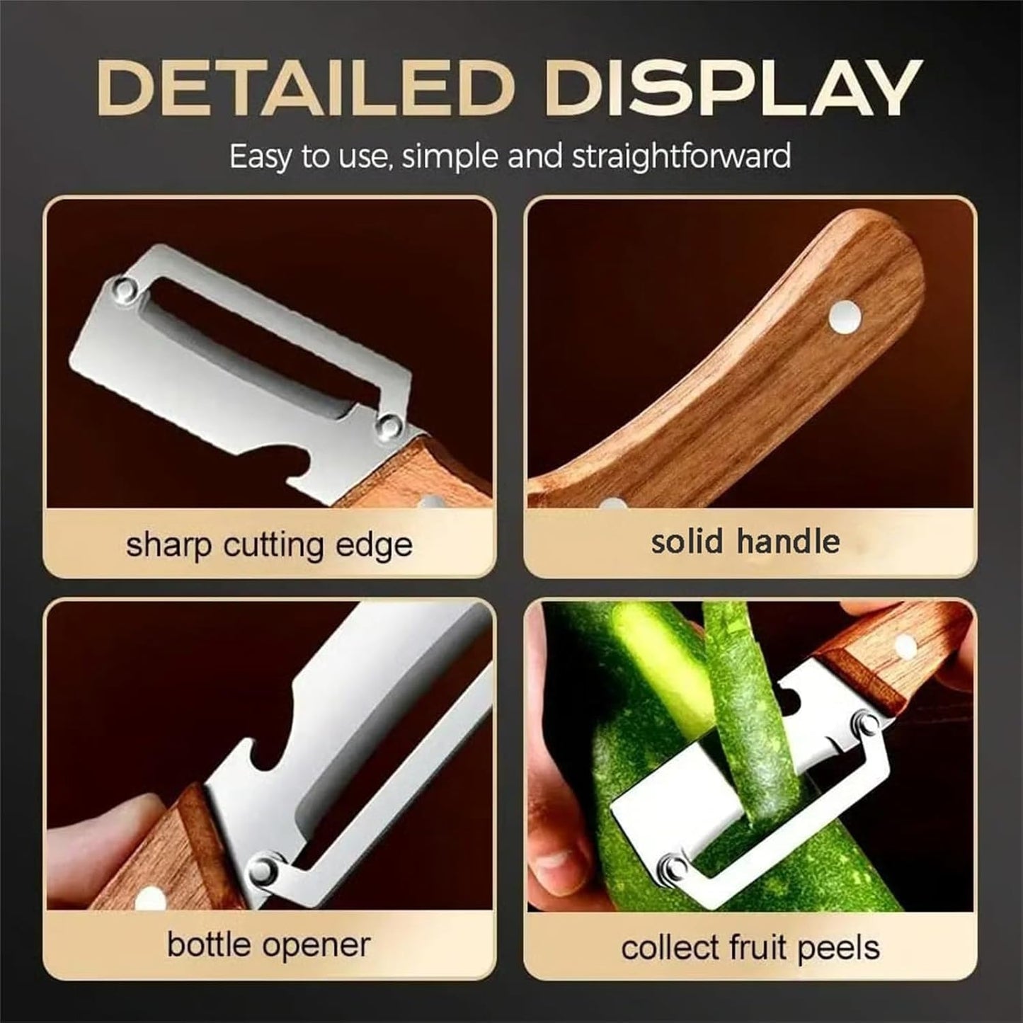 Elite Peeler, Gourmet Knives and Cutlery Set, 2-Pack Multi-functional Vegetable Peeler for Kitchen, 2.5 Mm Stainless Steel Peeler, 3-in-1 Scallion Shredder & Peeler-Stainless Steel, Multi-tool