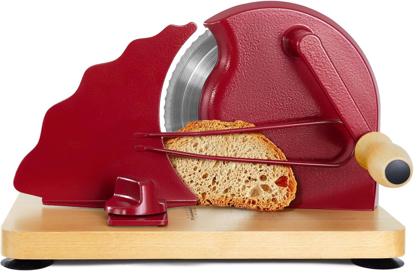 Manual Bread Slicer for Homemade Bread, Bread Cutter for Adjustable and Even Slices, Classic Hand Crank Sourdough Slicer with Scale Line & Powerful Suction Cup, Sharp Stainless Steel Blade (Black)