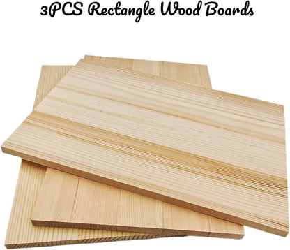 4PCS Rectangle Wood Boards Unfinished Wood Blocks for Crafting, 8x6x1in Blank Whittling Wooden Blocks for Wood Carving,Painting & Burning