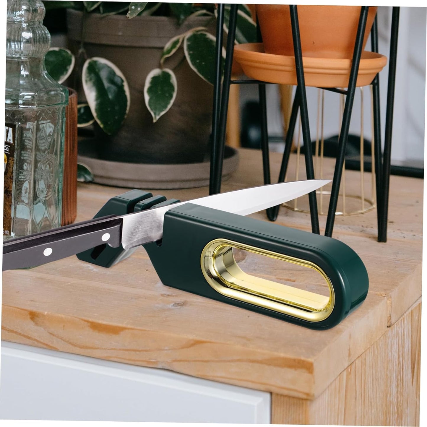 Unomor Ergonomic Handle Quick Pull Through Knife Sharpener Four Stage Kitchen Scissors Quick Sharpener