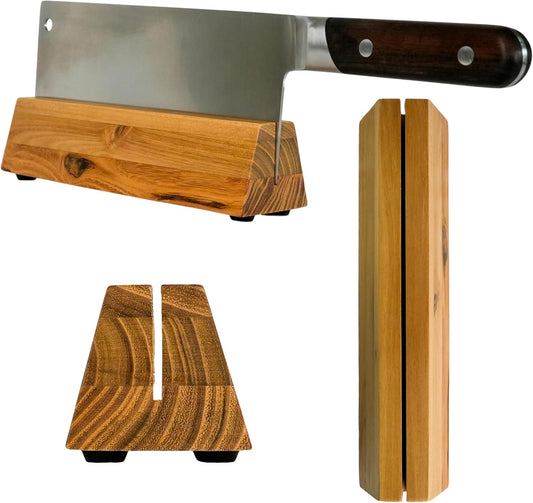 Cleaver Stand | 8.25-inch wood meat cleaver knife storage block (Teak, 4mm)